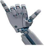 Robotic "Shaka" symbol. Shaka Web Design Services where every website is designed with Aloaha!