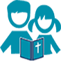 Clipart of two young children reading a bible representing Kids Church at The Church at Koloa.