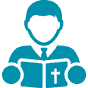 Clipart image of a man reading the bible representing Men's Ministry at The Church at Koloa.