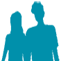 Clipart silhouette of a couple signifying what to wear to The Church at Koloa.